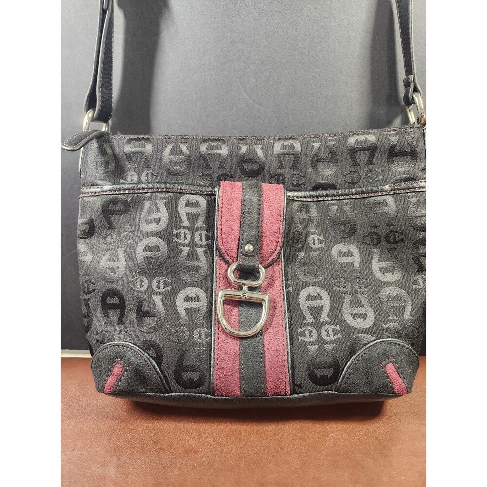 vintage Etienne Aigner black monogram shoulder bag